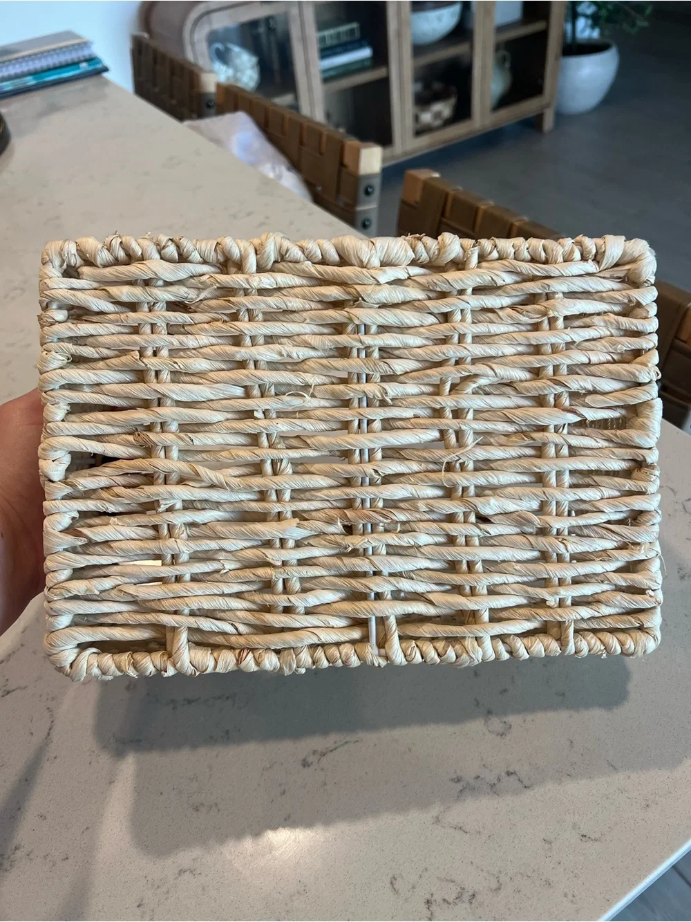 Small Woven Rectangular Storage Basket - Light Natural Color